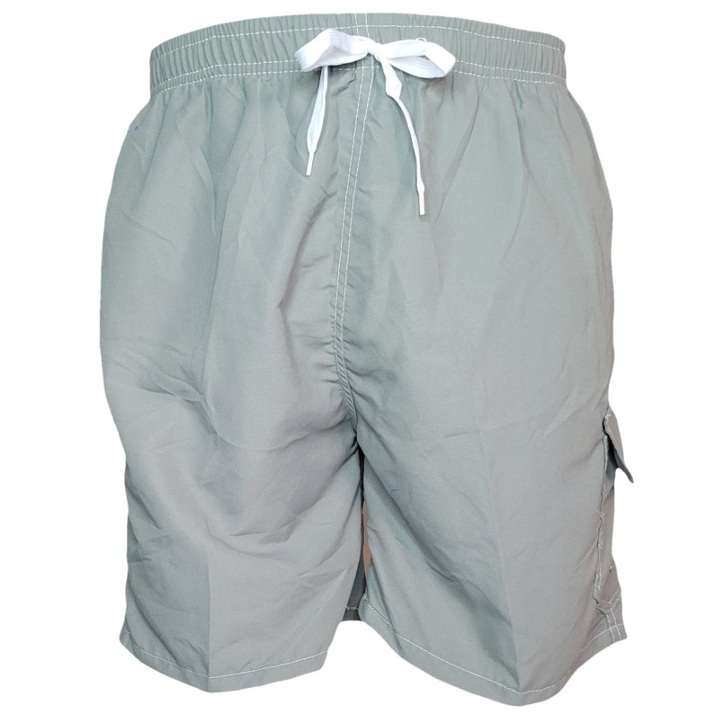 Men Swim Shorts, Swimming Trunks, 3 Pocket Cargo Swimwear, Olive - Picture 5 of 7
